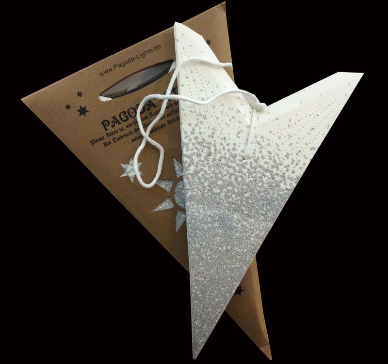 Meteor Silbercrash weiß  - Faltbarer Leuchtstern, Weihnachtsstern aus Papier mit 7 Zacken, 60 cm
